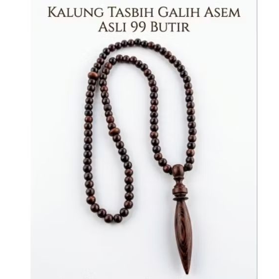 kalung tasbih galih asem 99 butir kalung liontin galih asem premium