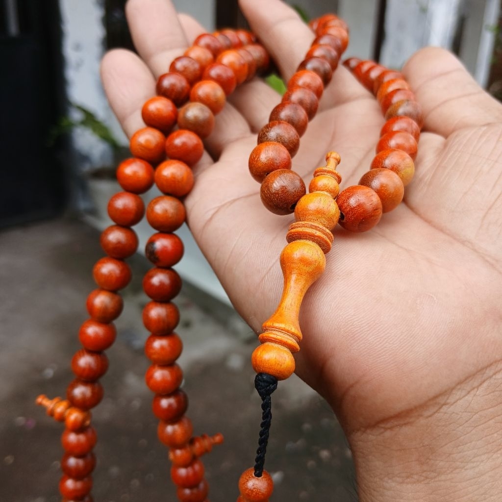 Tasbih 99 butir kayu secang asli natural 10mm tasbih secang