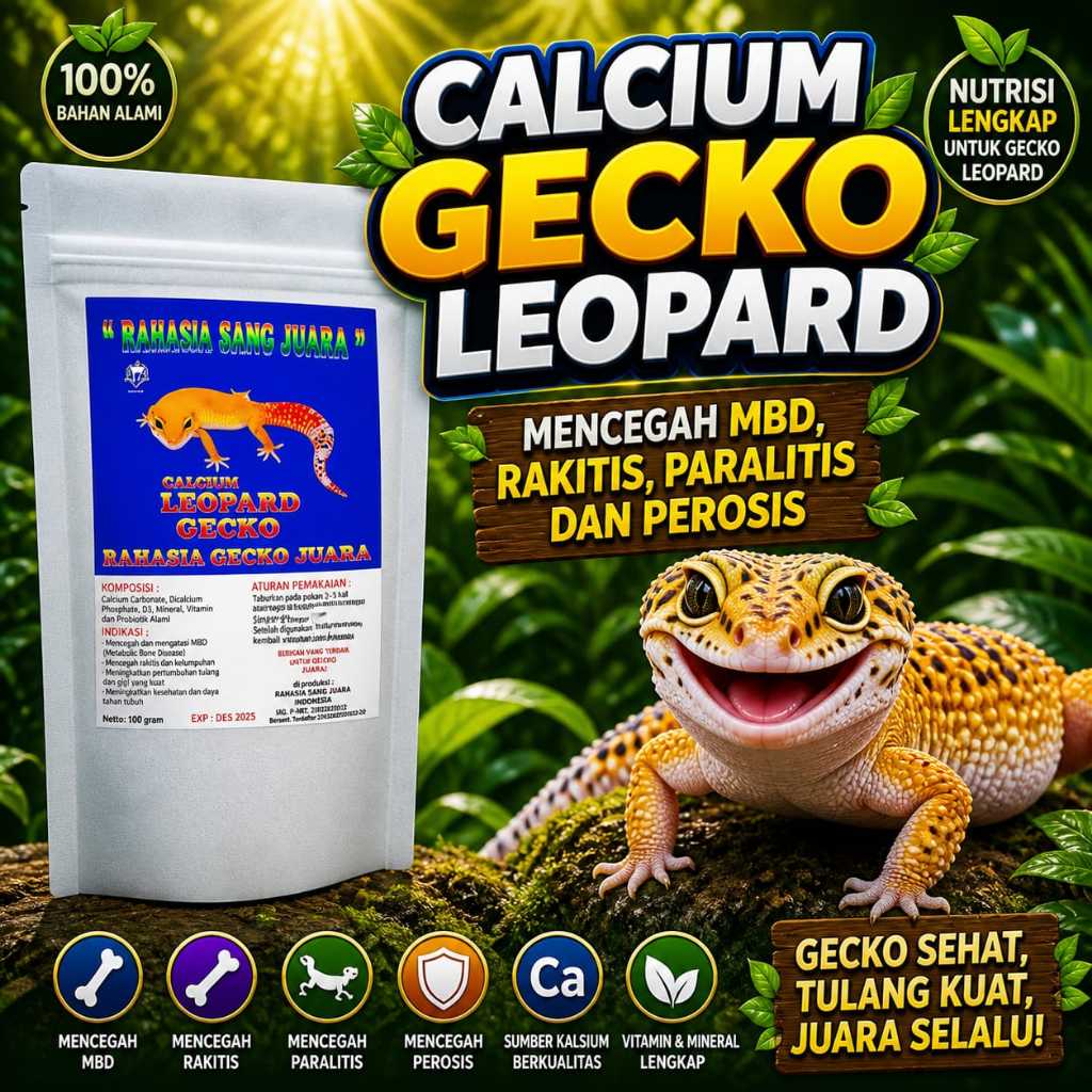 Kalsium Gecko Leopard 100gr Sehat Dan Gemuk