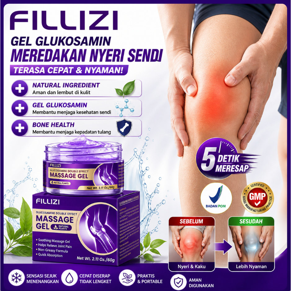 BPOM FILLIZI Nature Krim Kolang Sendi & Massage Gel Bahan Lembut, Perawatan Harian Yang Nyaman Meleg