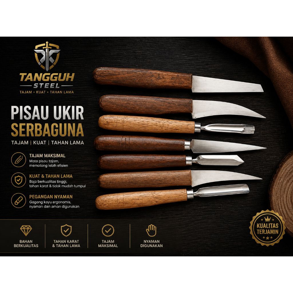 Pisau ulir pisau garnish satu set isi 7 pisau stainless