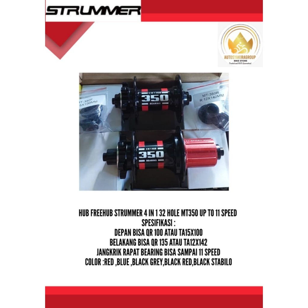 Hub Freehub Strummer 4 in 1 32 Hole MT350 up to 11 Speed Ready Siap Kirim