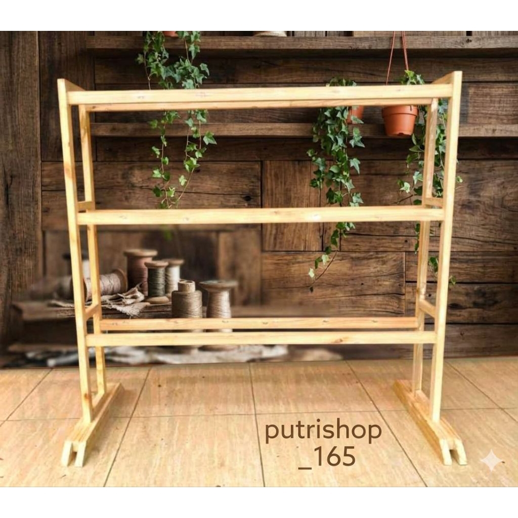 Rak Buket 3 susun / Rak buket minimalis / Rak Buket simple Aesthetic / Rak buket kayu Jati Belanda