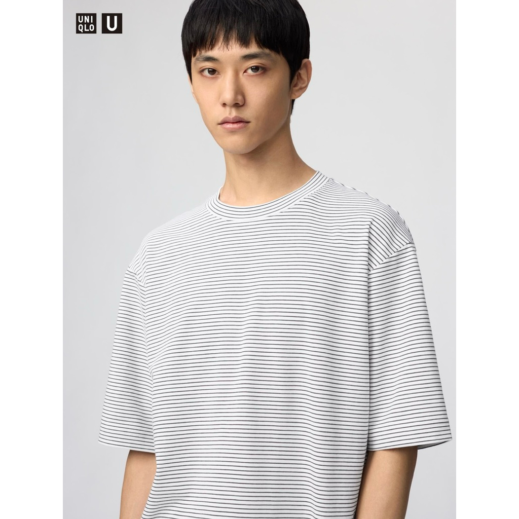 Uniqlo AIRism Cotton Oversized Striped T-Shirt