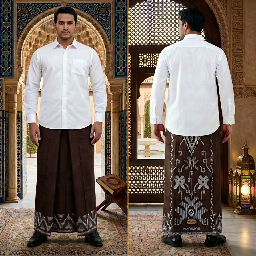 Wadimor Sarung Dewasa Coklat Tua Kembang Bali