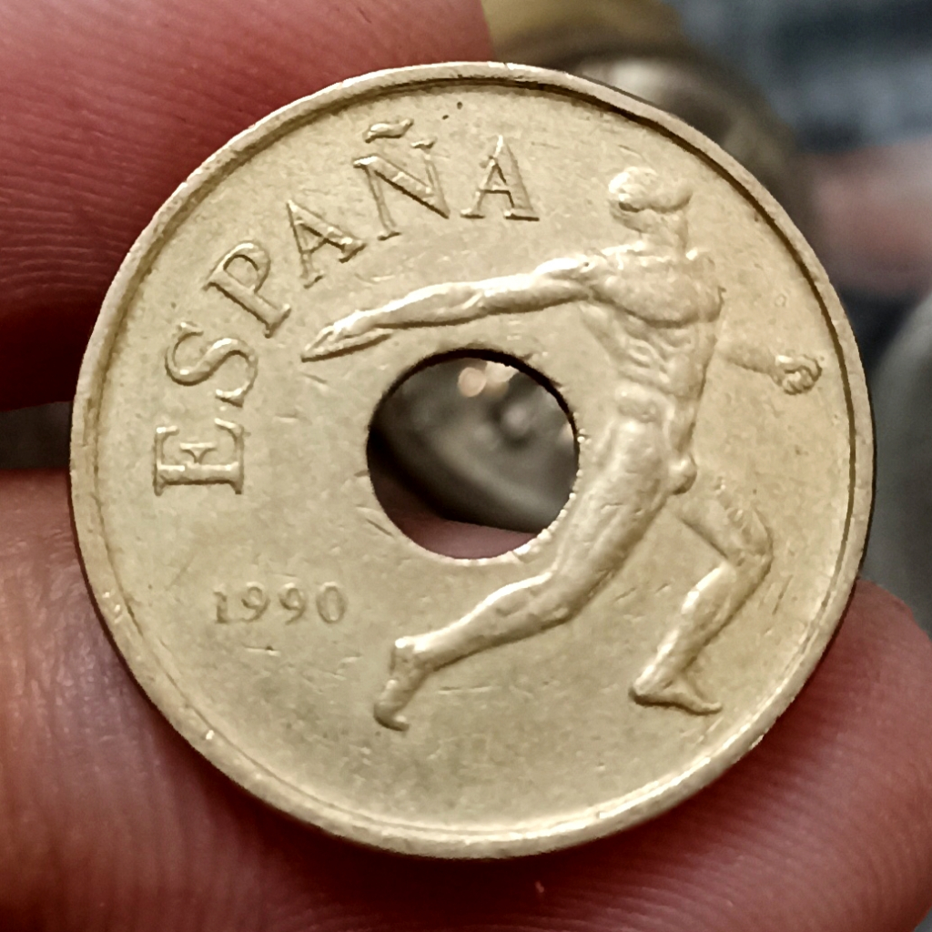 Koin Kuno Spanyol 25 Pesetas Discus throw