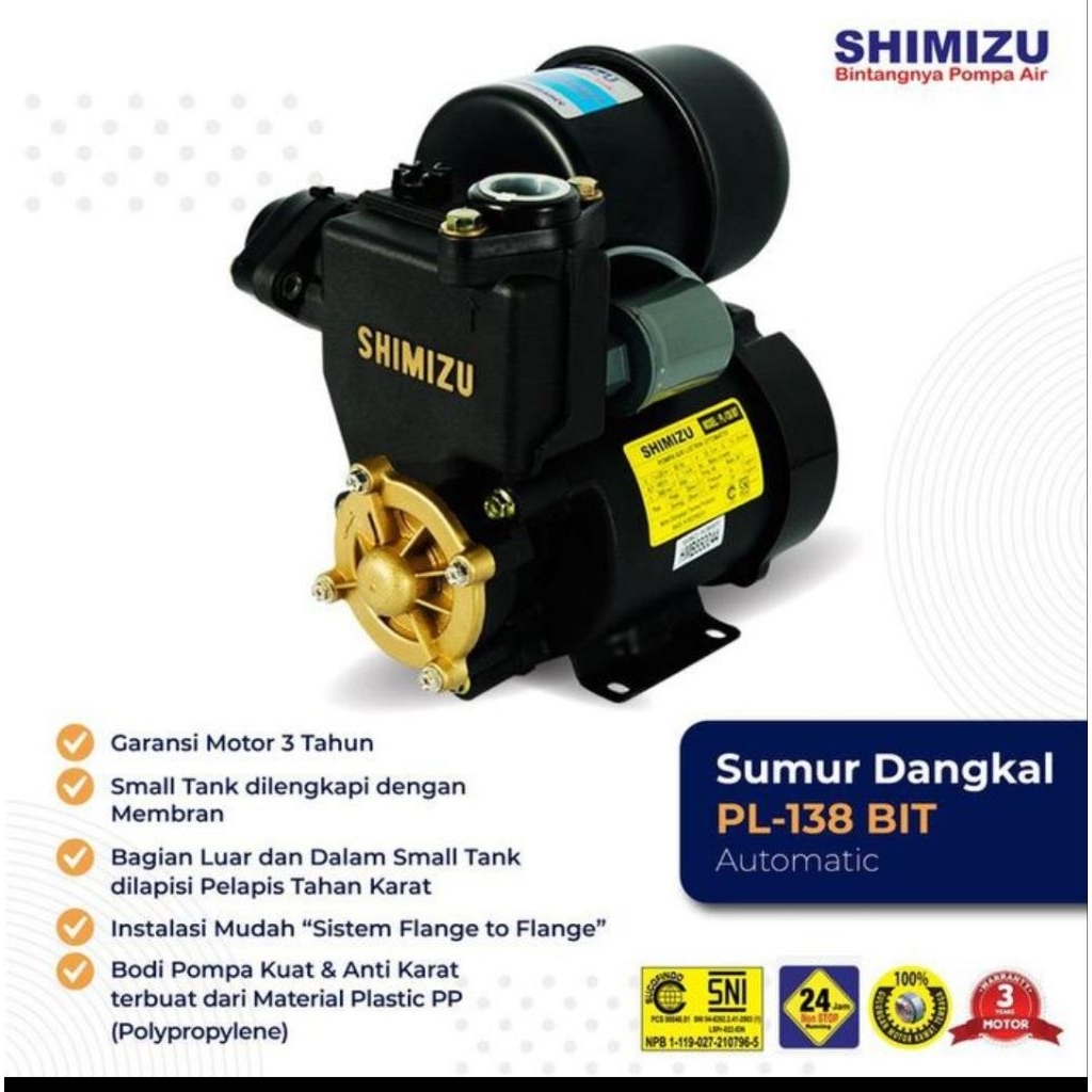 pompa air shimizu sumur dangkal / mesin pompa air shimizu PL 138BIT