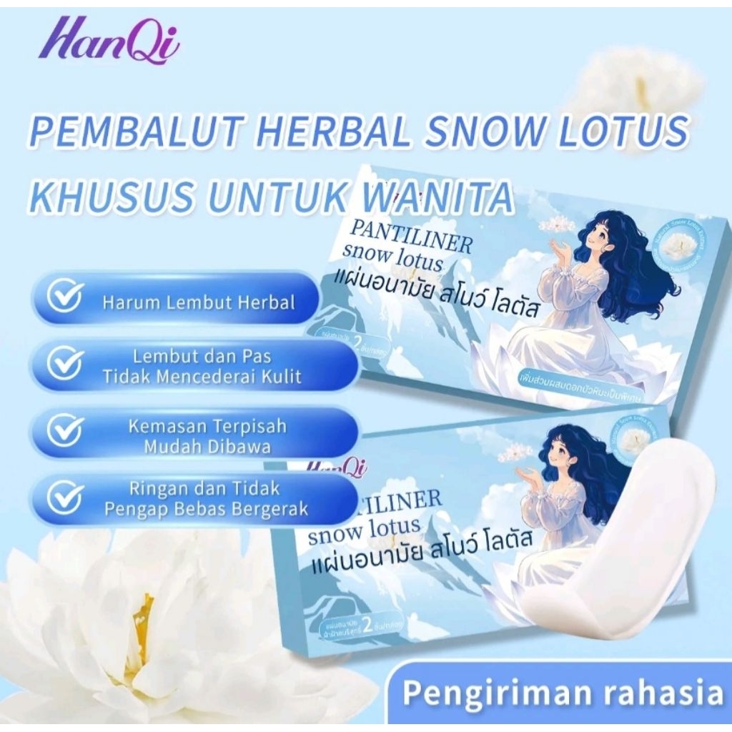 1Box HqnQi Snow Lotus Panti Liner 2s-Pembalut Herbal Wanita Tidak iritasi  Pelindung Harian