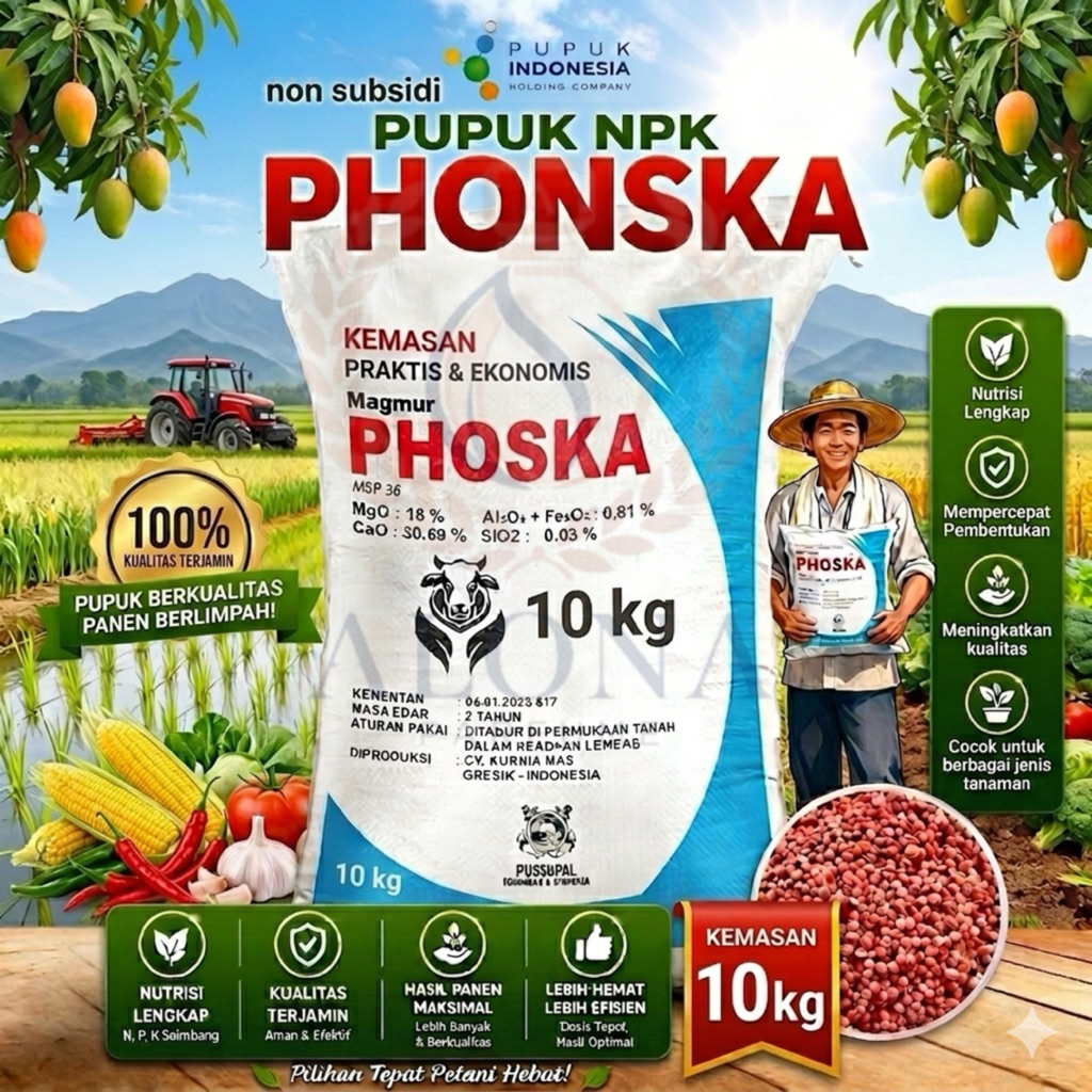 Pupuk PHONSKA Kemasan 10 kg, Pupuk NPK PHONSKA, Pupuk NPK PHOSKA