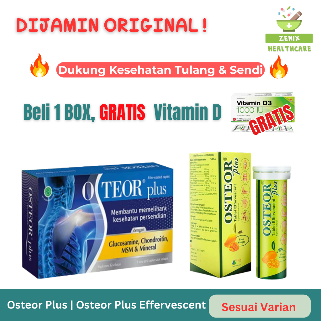 Osteor Plus Tablet | Effervescent | Suplemen Tulang & Sendi | Kalsium