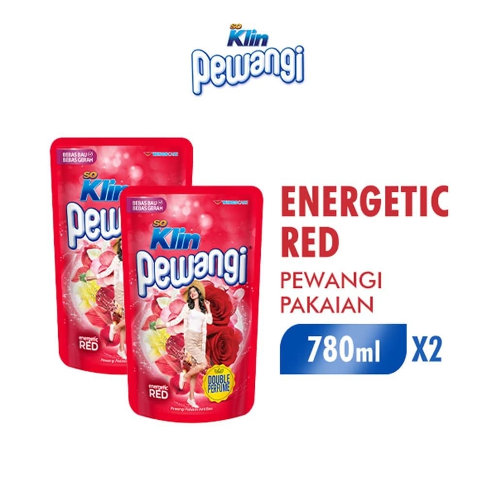 Paket 3 Botol Pewangi Pakaian SOKLIN Energetic Red 780ml