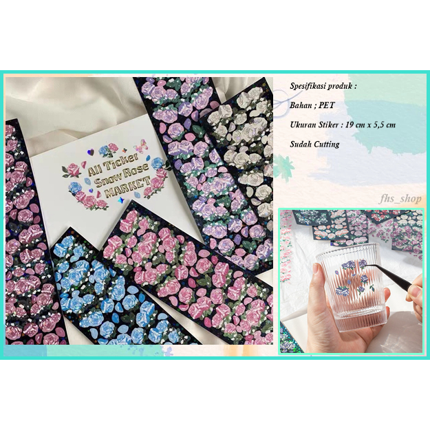 Stiker Hologram Bunga Stiker Bunga Mawar Stiker Hologram Scrapbook Stiker Aesthetic Stiker Lucu
