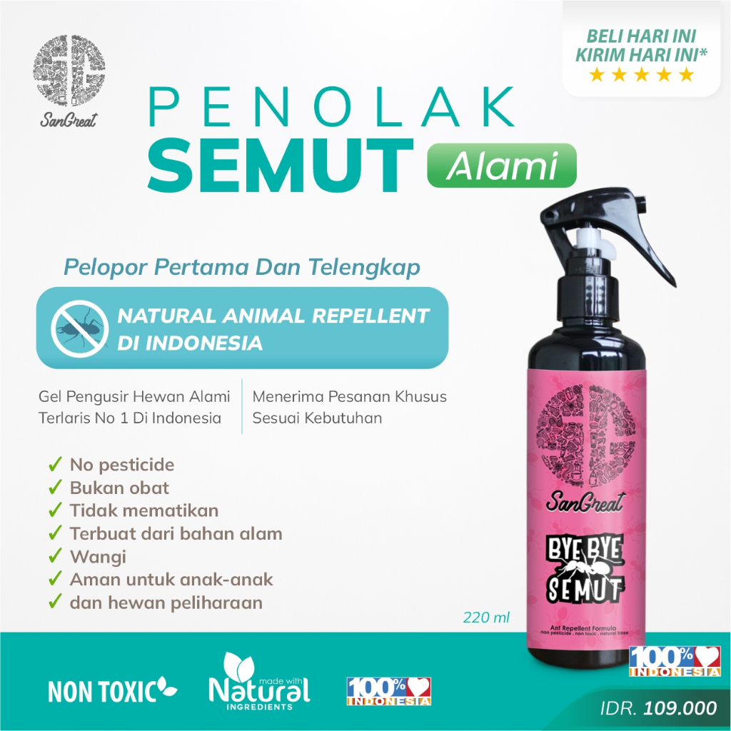 Spray semut anti semut alami pengusir semut SanGreat Bye Bye Semut 220 ml-racun semut alami natural 