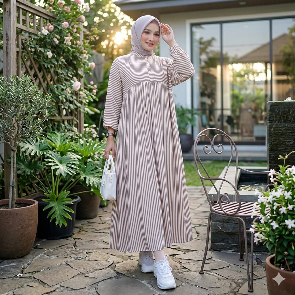 Gamis Salur Terbaru Midi Dress Salur Termurah