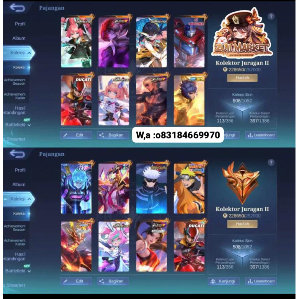 dijual akun mobile lagends terlaris