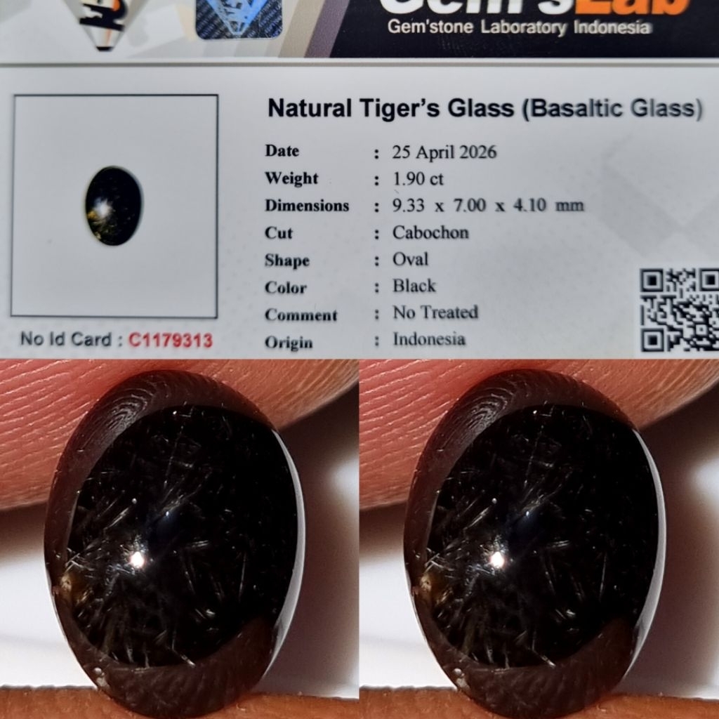 Hot Item Natural Tiger's Glass Lumajang ( Basaltic Glass) 1.90 Crt No Treated (Indonesia)