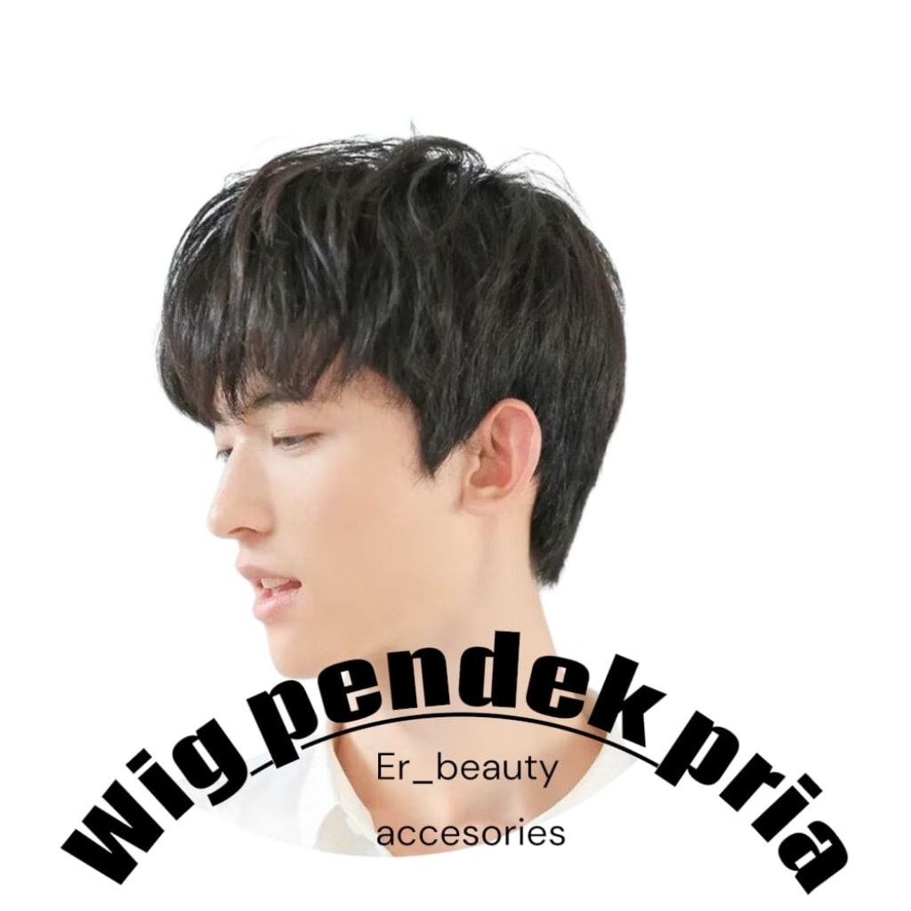 {BISACOD} WIG COWOK/PRIA WIG PENDEK WIG HITAM ALAMI WIG STYLING