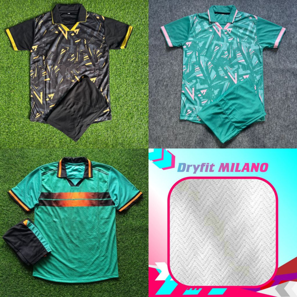 JERSEY BOLA PRINTING STELAN JERSEY FUTSAL JERSEY BOLA LARVA APPAREL HIJAU TOSKA GARIS GOLD ATAU EMAS