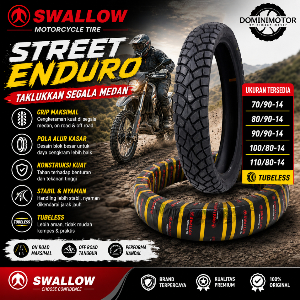 SWALLOW STREET ENDURO Ban Ring 14 80/90 90/90 Ban Motor Ring 14 BanLuar Motor ring 14 Ban Tubles Rin