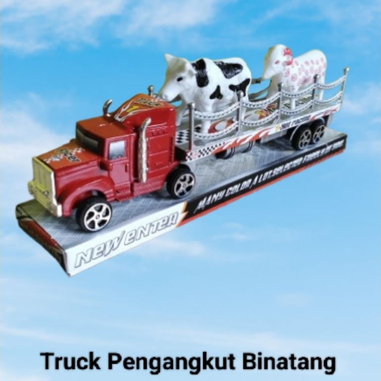 Mainan Anak Mobil Truck Pengankut Binatang Atau Truk Sapi Dan Domba