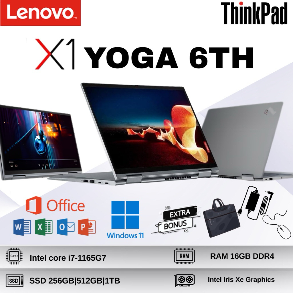 Laptop 2in1 Lenovo Thinkpad X1 Yoga 7th Core i7 Gen 12 Ram 16GB SSD 1TB | Layar 14 Inch Flip 360° In