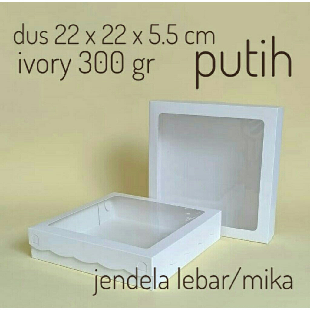Dus brownies ukuran 22x22x5.5/kotak kue brownies/box brownies/dus kue ivory/kotak kue putih