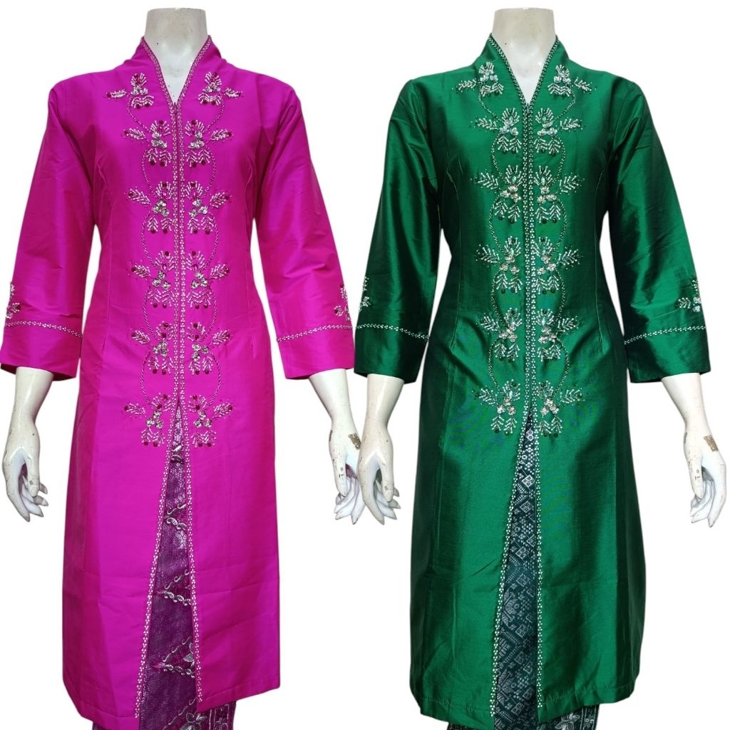 Baju Kurung Melayu Material Bahan Taffeta Mix Payet // Baju Kurung Taffeta Payet Resleting Depan Bus
