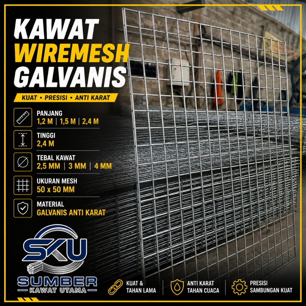 Kawat Ram Wiremesh Galvanis 5x5 cm Lembaran Anti Karat Untuk Kandang & Pagar