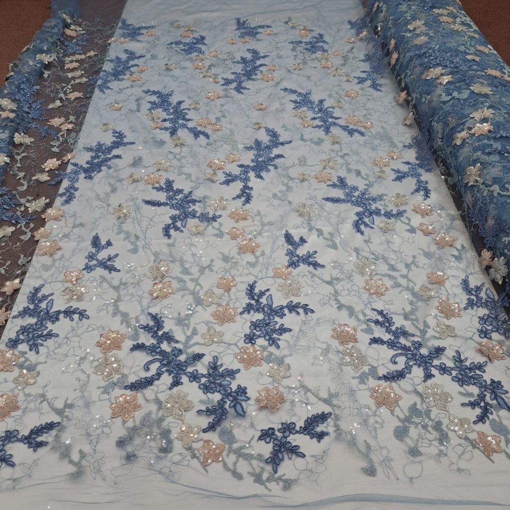 kain bahan full payet 3D / bahan kebaya mewah full payet terbaru