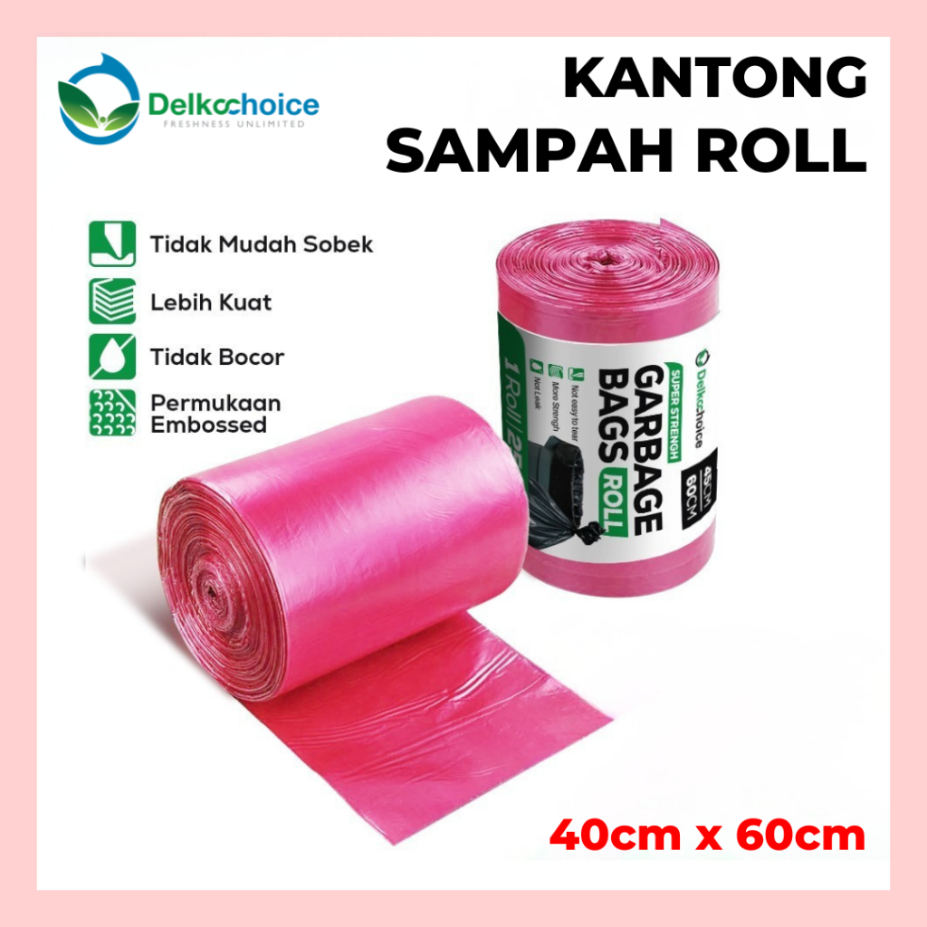 DELKOCHOICE KANTONG PLASTIK SAMPAH KRESEK ROLL MERAH / TRASH BAG / GARBAGE ROLL RED 40X60