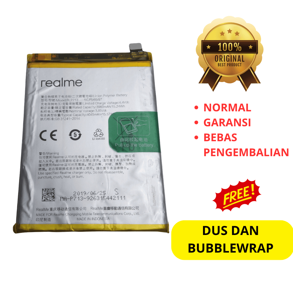 baterai hp realme 3 pro - BLP713 - asli original copotan cabutan bawaan