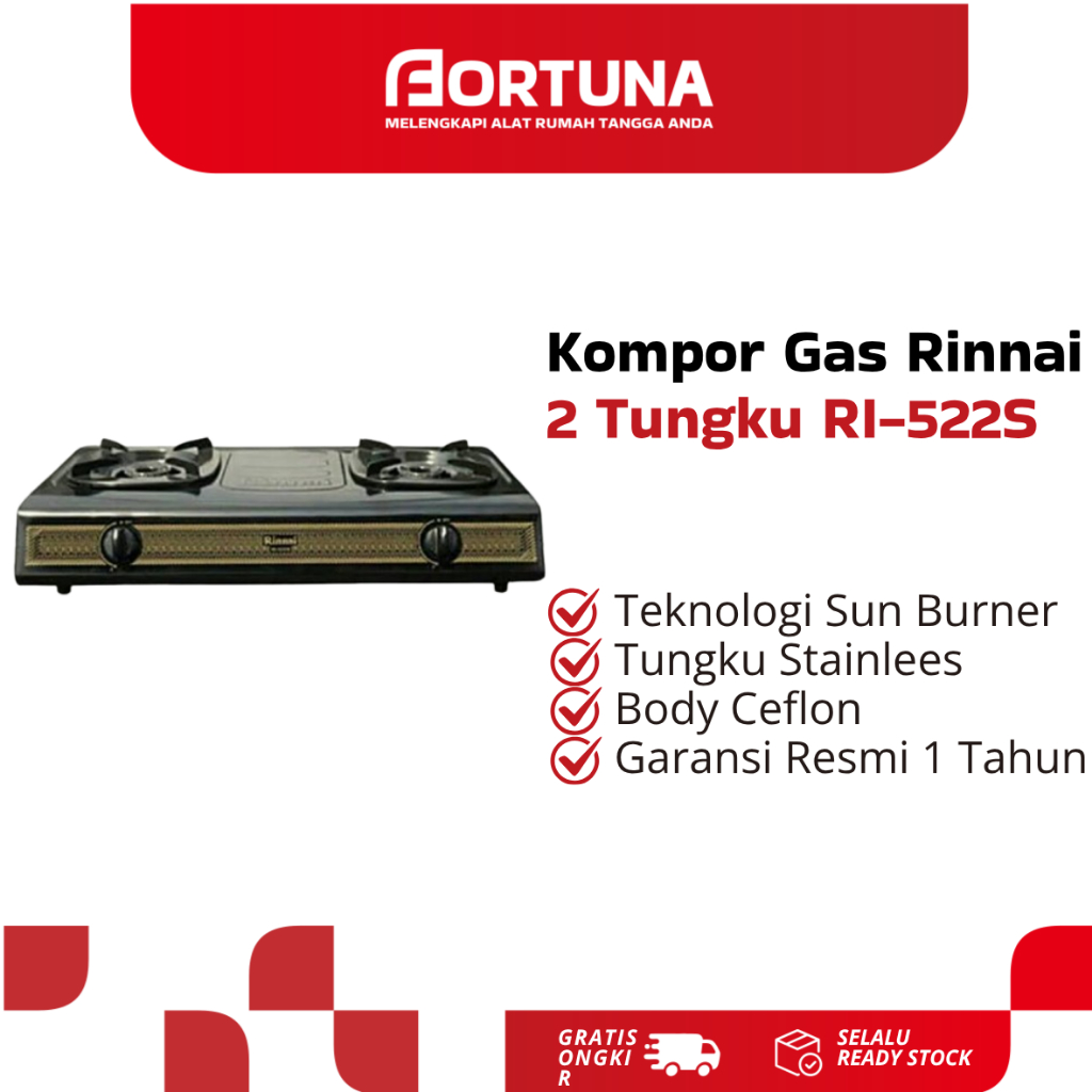 Kompor Rinnai RI-522S / Kompor Gas 2 Tungku Rinnai 522S