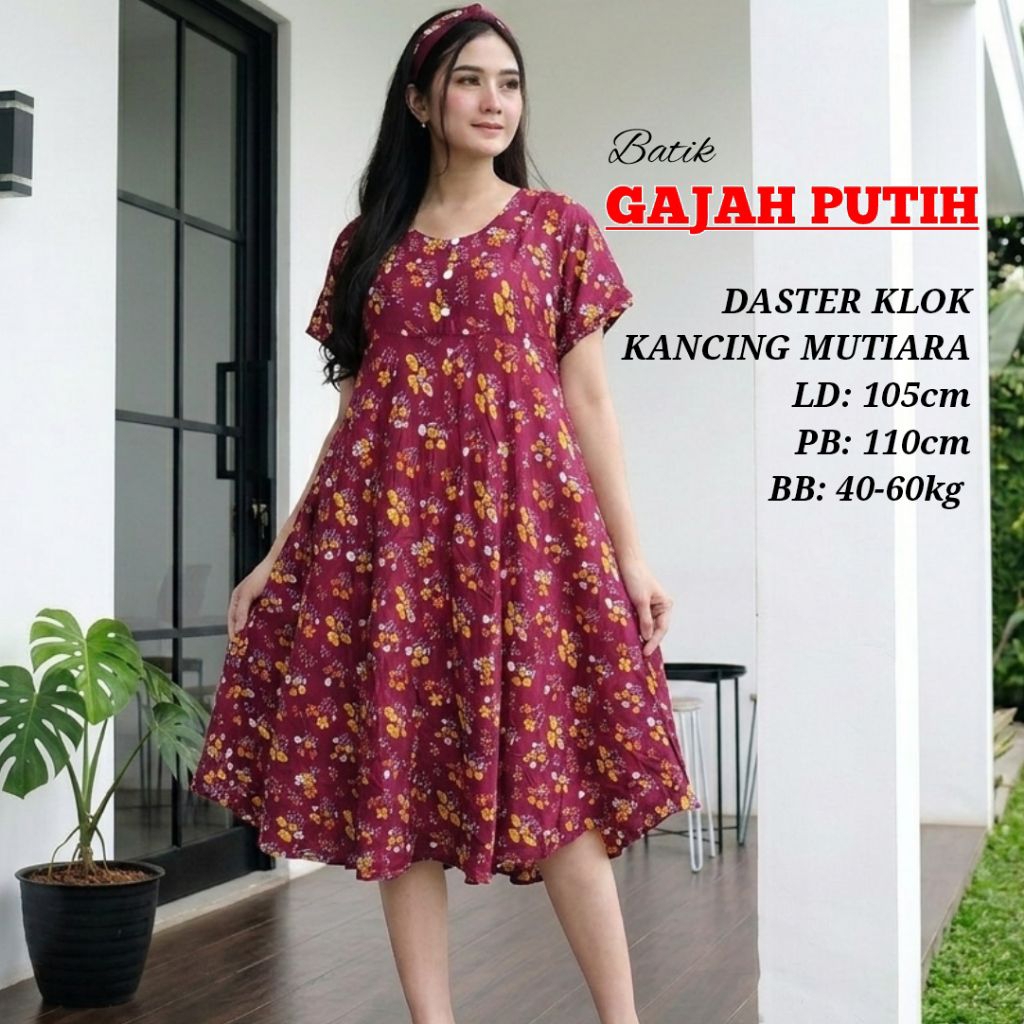 Daster Klok/Payung Kancing mutiara Merek Gajah putih Ld105