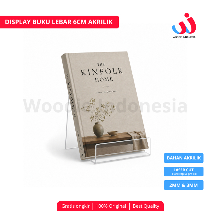 Display Buku Penyangga Buku Lebar Akrilik 6cm