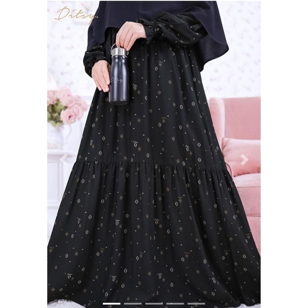 Ditsy Nightgown Rua Sable Black Size M Viscose Premium