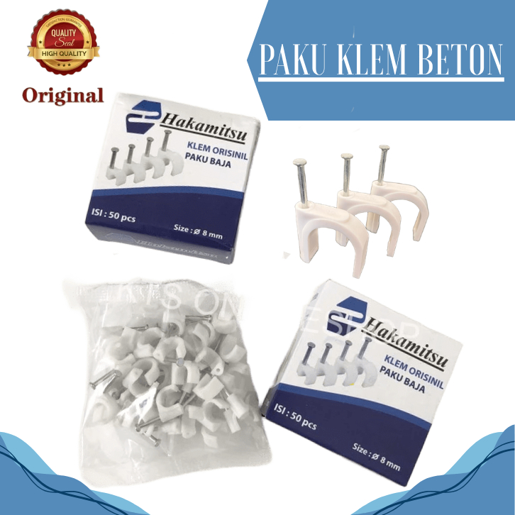 Klem Kabel 17mm Paku Beton Asli (isi 25 pcs)
