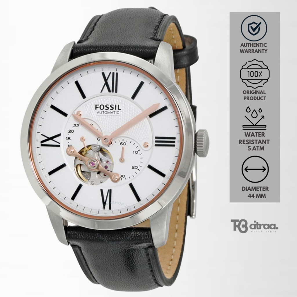 Jam Tangan Pria Fossil Townsman Automatic Kulit Hitam Casual Original ME3104