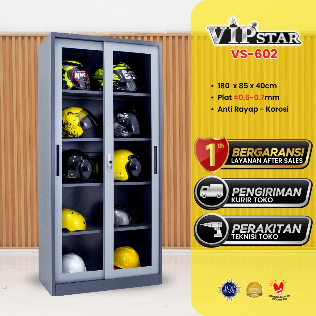 VIP STAR VS-602 Lemari Arsip Besi Sliding Kaca | Lemari Arsip Kantor