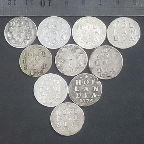 ST.BR8. DIJUAL BORONGAN 10 KEPING KOIN KUNO || KOIN PERAK || SILVER COIN || 2 STUIVER CAMPUR
