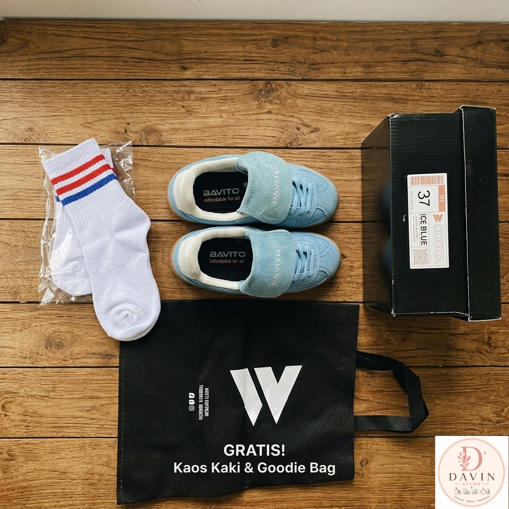 Sepatu Bavito Ice Blue Ukuran 37 - Casual Sneakers