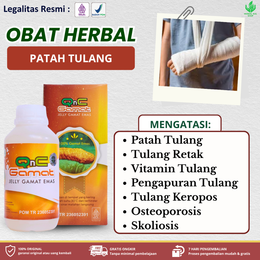 QnC Jely Gamat Suplemen Untuk Pemulihan Patah Tulang, Tulang Retak, Tulang Remuk, Patah Tulang Berge