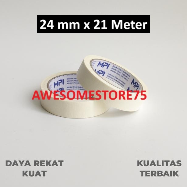 MPI Lakban Kertas 1" Inch x 21 Meter Isolasi Lem Kertas Cat Mobil Perekat Motor
