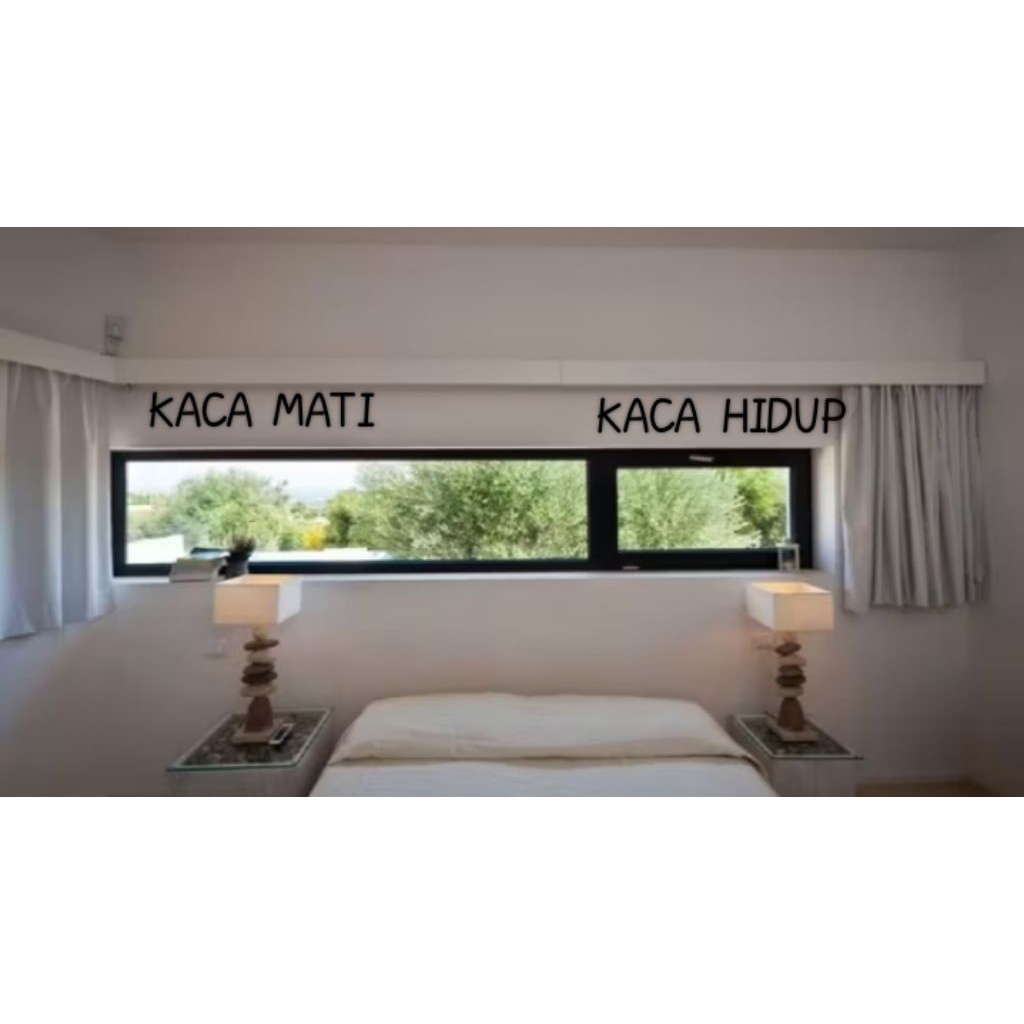 LOSTER/LUBANG ANGIN ALUMUNIUM 2 DAUN KACA MATI UKURAN 150x50