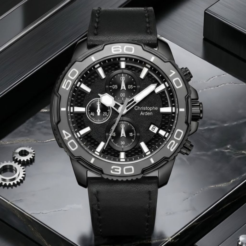 Christophe Arden 3005 Full Black Kulit Pria Original