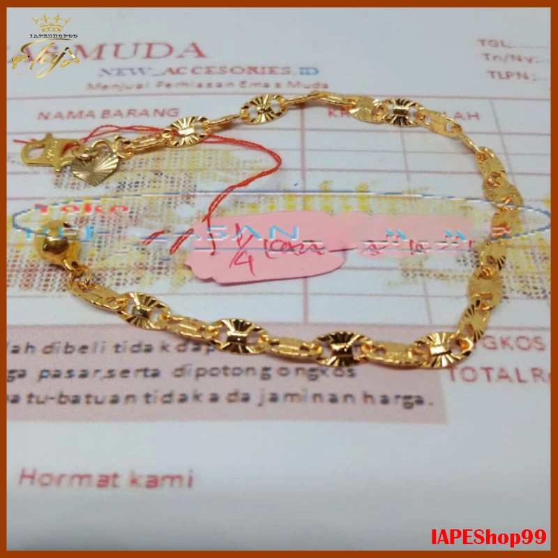 Gelang Tangan Wanita Titanium Anti Karat awet tidak mudah pudar Motif Pecah Kopi  Elegan & Tahan Lam