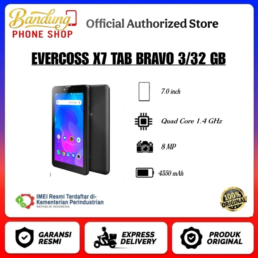 NEW  TABLET EVERCOSS X7 BRAVO 3/32 GB RESMI ORIGINAL