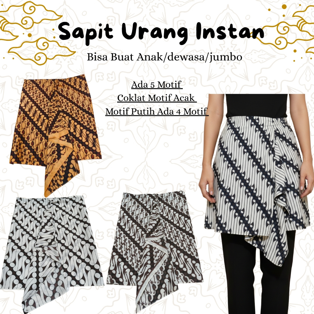 Jarik Batik Sapit Urang Instan | Praktis Tanpa Ribet | Motif Random Coklat & Putih