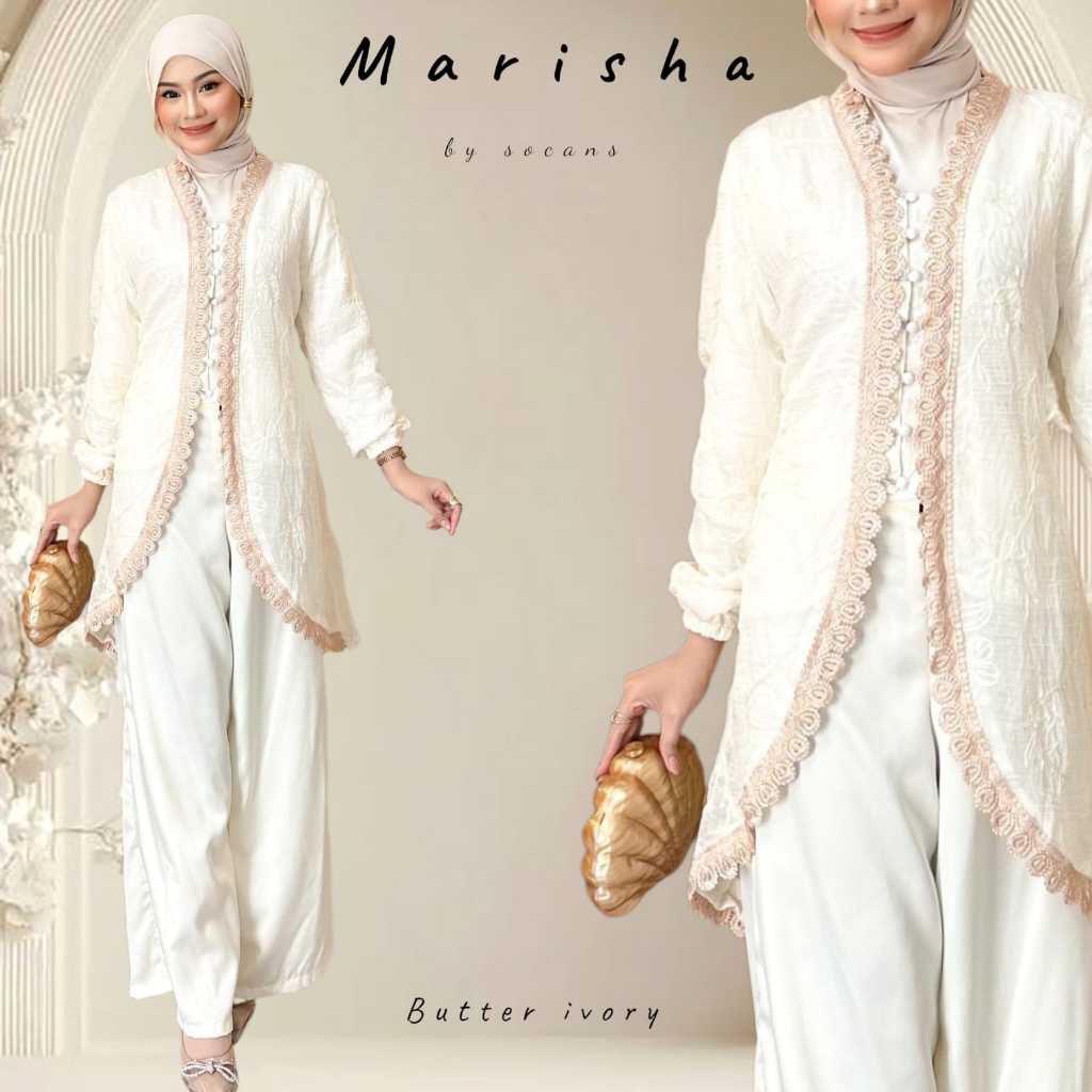 MARiSHA tunik busui setelan celana oneset fairy crepe velvet utk pesta kondangan seragaman bridesmai