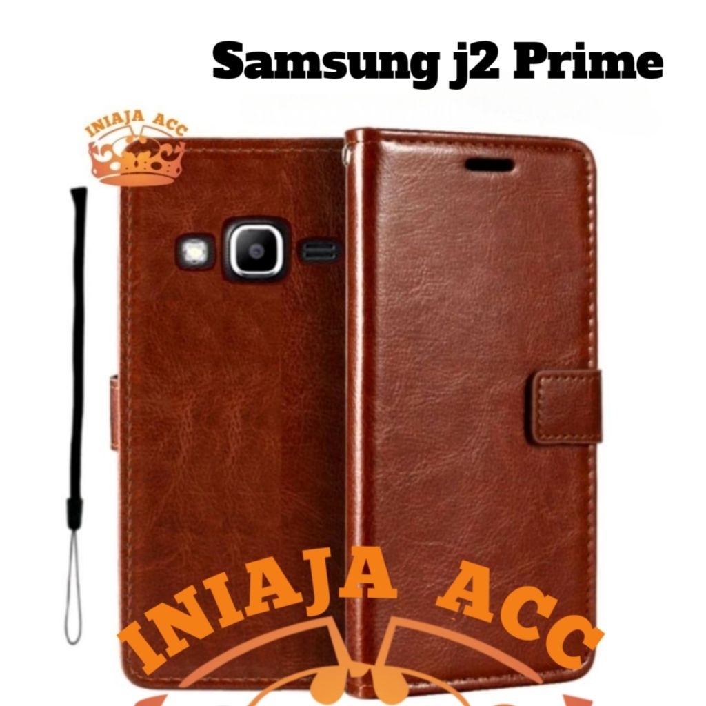 CASE SAMSUNG j2 prime LEATHER CASE SARUNG HP DOMPET KULIT FLIP COVER CASE BUKA TUTUP KESING DOMPET
