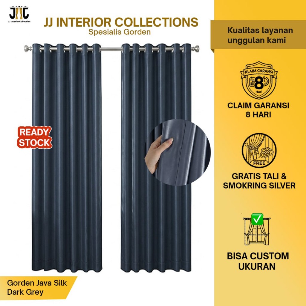 Gorden Jendela Silk Polos Minimalis Halus Tirai Pintu  Aesthetic Sekat Pembatas Ruangan